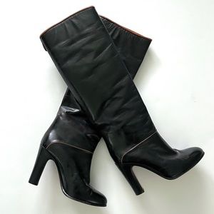 Vintage Bally, Black, Leather, Knee High Boots